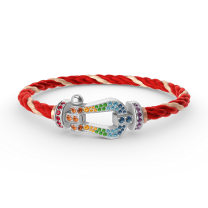 [⭐Glow]FORC LARGE HORSESHOE  COLORED DIAMOND BRACELET SILVER