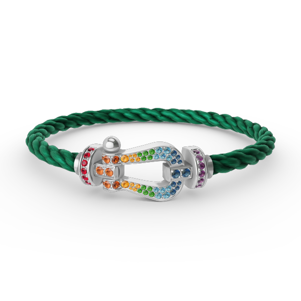 [⭐Glow]FORC LARGE HORSESHOE  COLORED DIAMOND BRACELET SILVER