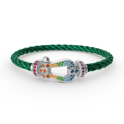 [⭐Glow]FORC LARGE HORSESHOE  COLORED DIAMOND BRACELET SILVER