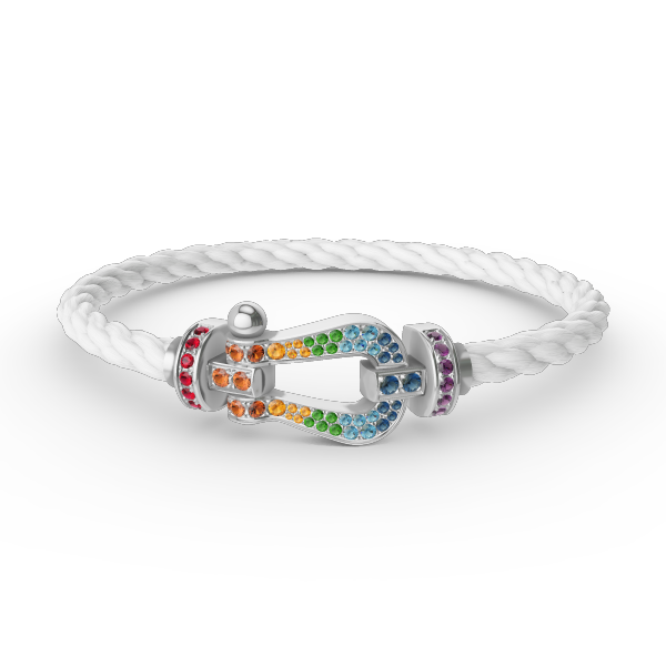 [⭐Glow]FORC LARGE HORSESHOE  COLORED DIAMOND BRACELET SILVER