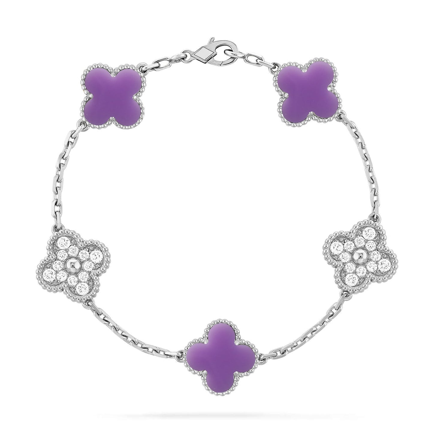 [⭐Glow]CLOVER 5 MOTIF LIGHT PURPLE BRACELET COLLECTION