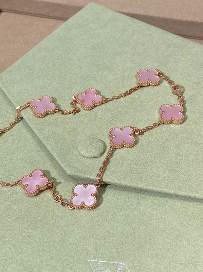 [⭐Glow Jewellery] Pink Necklace with Ten Clover Designs
