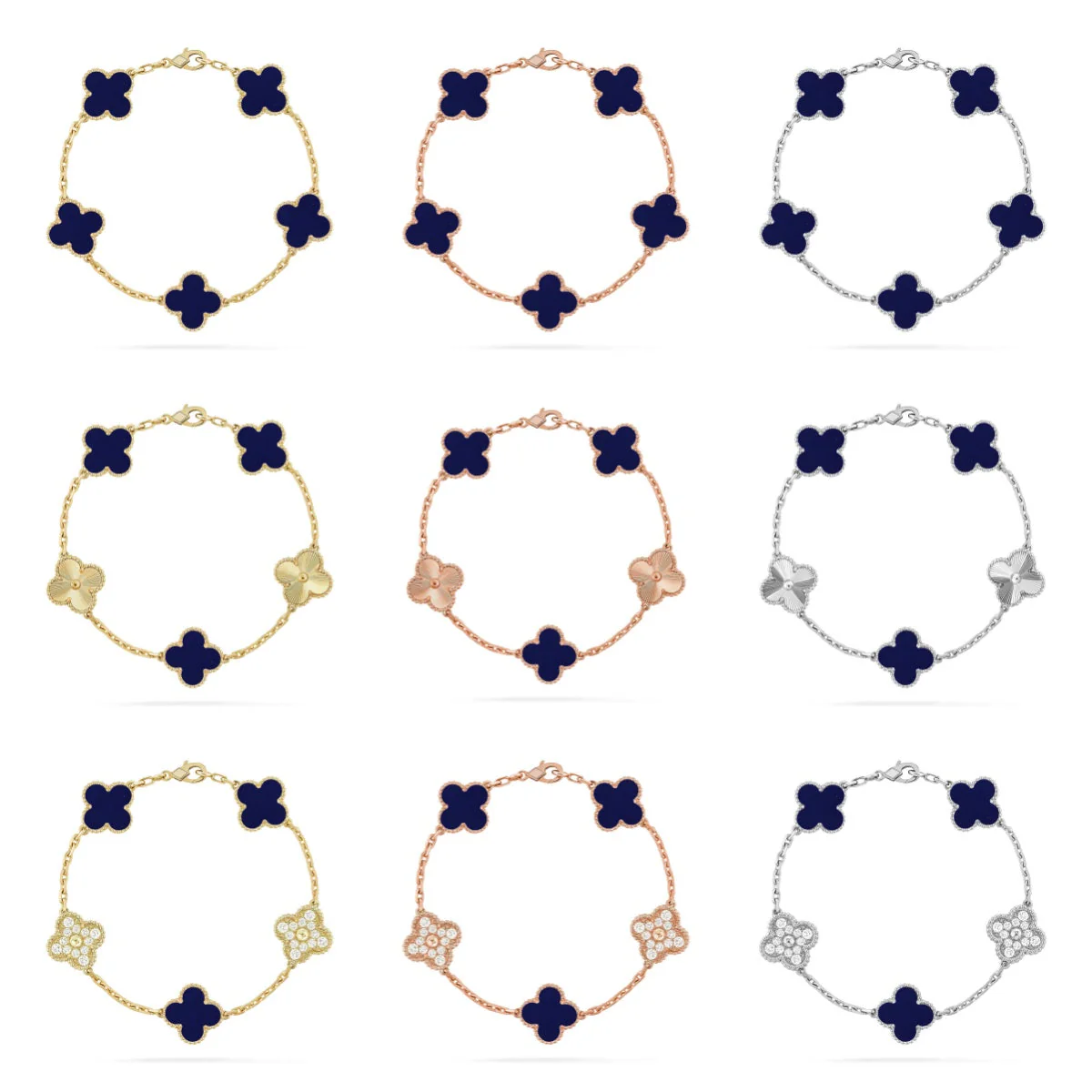[⭐Glow]CLOVER 5 MOTIF LAPIS LAZULI BRACELET COLLECTION