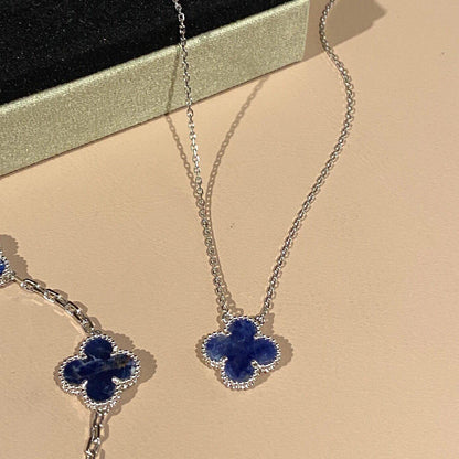 [⭐Glow]CLOVER 15MM PIETERSITE NECKLACE SILVER