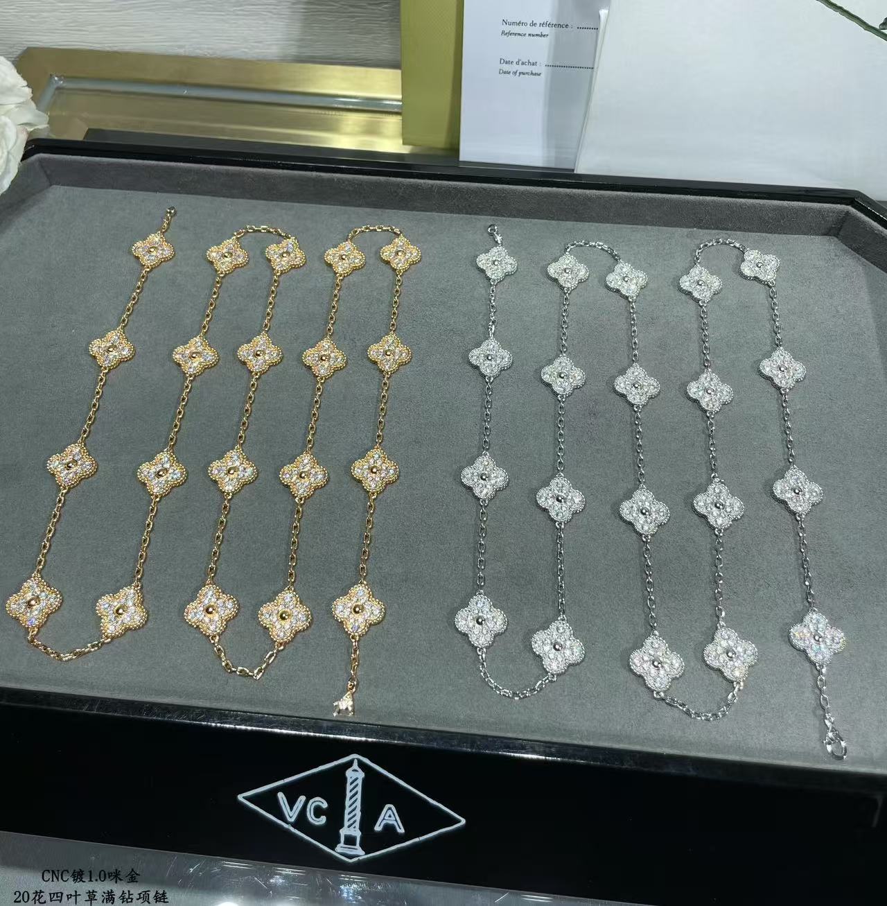 [⭐Glow]CLOVER 20 MOTIFS FULL-DIAMOND NECKLACE