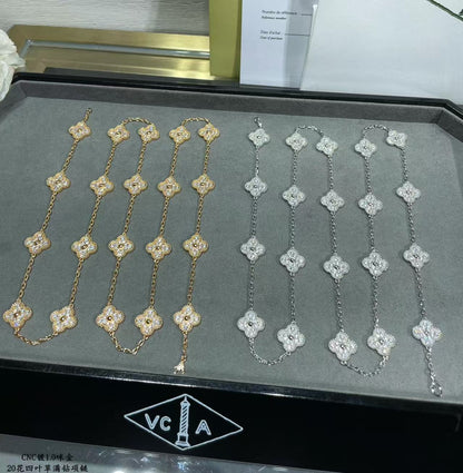 [⭐Glow]CLOVER 20 MOTIFS FULL-DIAMOND NECKLACE