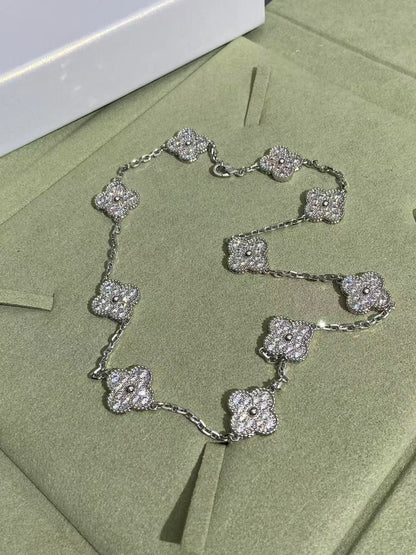[⭐Glow]CLOVER 10 MOTIFS  FULL DIAMOND NECKLACE
