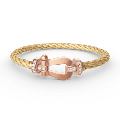 [⭐Glow]FORCE LARGE HORSESHOE HALF DIAMOND BRACELET ROSE GOLD