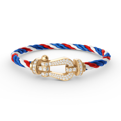 [⭐Glow]FORCE LARGE HORSESHOE FULL DIAMOND BRACELET GOLD