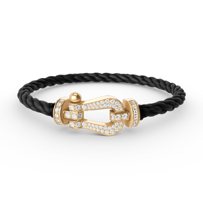 [⭐Glow]FORCE LARGE HORSESHOE FULL DIAMOND BRACELET GOLD