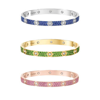 [⭐Glow]2026 PAVE GEMSTONE LOVE BRACELET 6.1MM 10 DIAMONDS