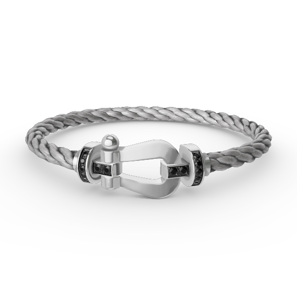 [⭐Glow]FORCE LARGE HORSESHOE BLACK DIAMOND BRACELET SILVER