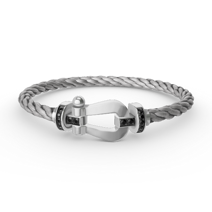 [⭐Glow]FORCE LARGE HORSESHOE BLACK DIAMOND BRACELET SILVER