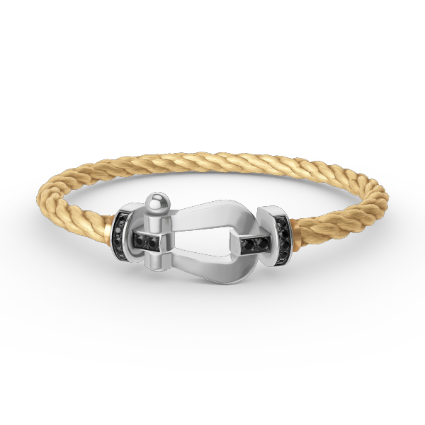 [⭐Glow]FORCE LARGE HORSESHOE BLACK DIAMOND BRACELET SILVER