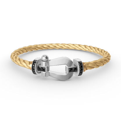 [⭐Glow]FORCE LARGE HORSESHOE BLACK DIAMOND BRACELET SILVER