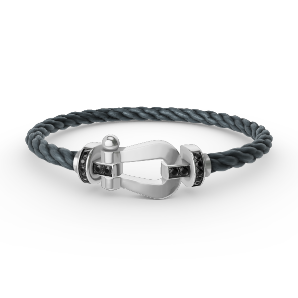 [⭐Glow]FORCE LARGE HORSESHOE BLACK DIAMOND BRACELET SILVER
