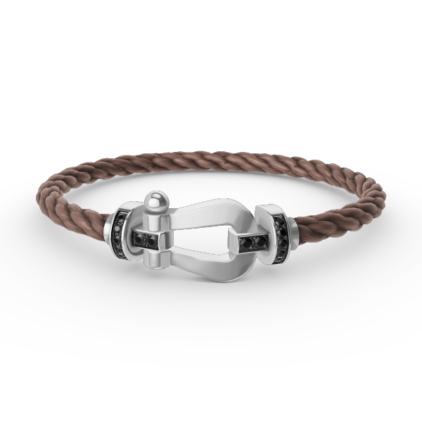 [⭐Glow]FORCE LARGE HORSESHOE BLACK DIAMOND BRACELET SILVER