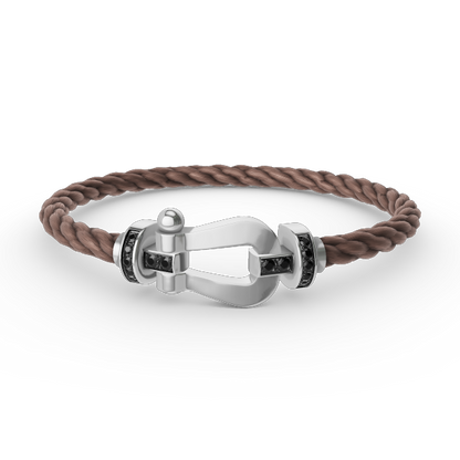 [⭐Glow]FORCE LARGE HORSESHOE BLACK DIAMOND BRACELET SILVER