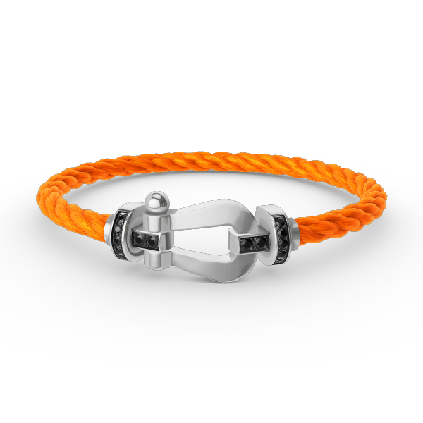 [⭐Glow]FORCE LARGE HORSESHOE BLACK DIAMOND BRACELET SILVER