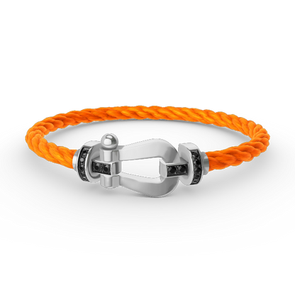 [⭐Glow]FORCE LARGE HORSESHOE BLACK DIAMOND BRACELET SILVER