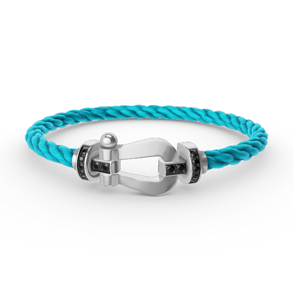 [⭐Glow]FORCE LARGE HORSESHOE BLACK DIAMOND BRACELET SILVER