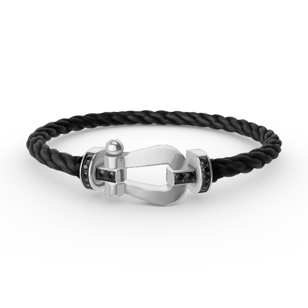 [⭐Glow]FORCE LARGE HORSESHOE BLACK DIAMOND BRACELET SILVER