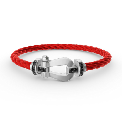 [⭐Glow]FORCE LARGE HORSESHOE BLACK DIAMOND BRACELET SILVER