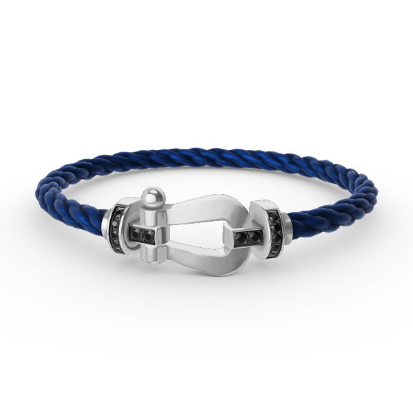 [⭐Glow]FORCE LARGE HORSESHOE BLACK DIAMOND BRACELET SILVER