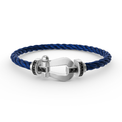 [⭐Glow]FORCE LARGE HORSESHOE BLACK DIAMOND BRACELET SILVER