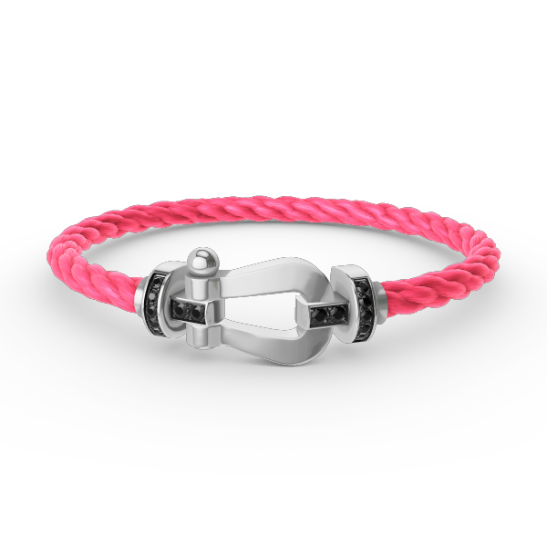 [⭐Glow]FORCE LARGE HORSESHOE BLACK DIAMOND BRACELET SILVER