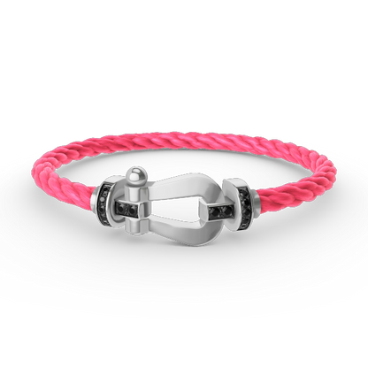 [⭐Glow]FORCE LARGE HORSESHOE BLACK DIAMOND BRACELET SILVER
