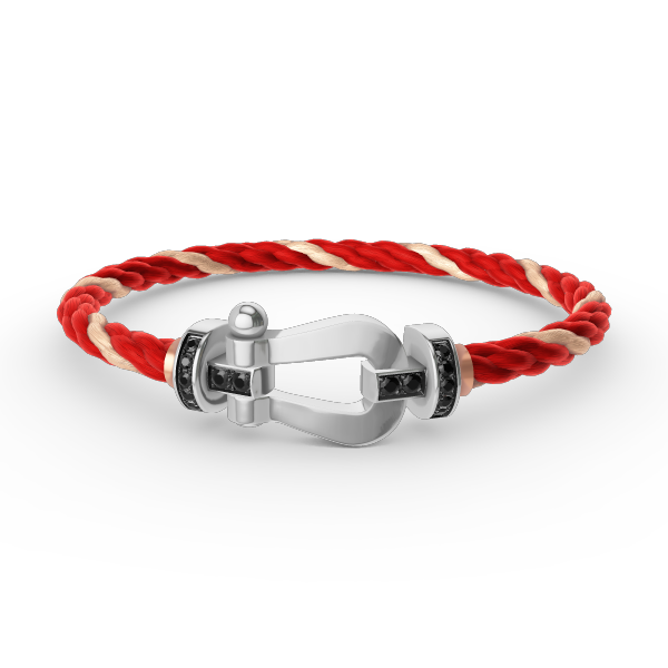 [⭐Glow]FORCE LARGE HORSESHOE BLACK DIAMOND BRACELET SILVER