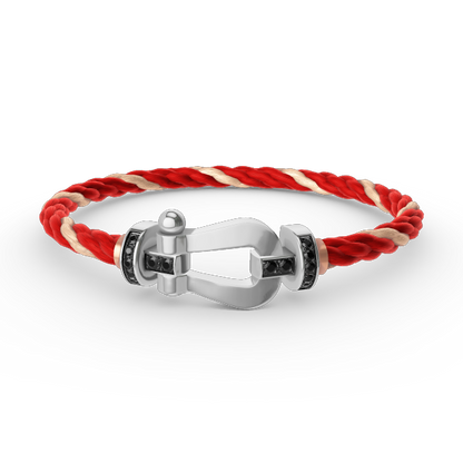 [⭐Glow]FORCE LARGE HORSESHOE BLACK DIAMOND BRACELET SILVER