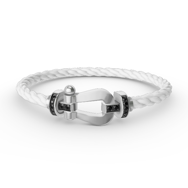 [⭐Glow]FORCE LARGE HORSESHOE BLACK DIAMOND BRACELET SILVER