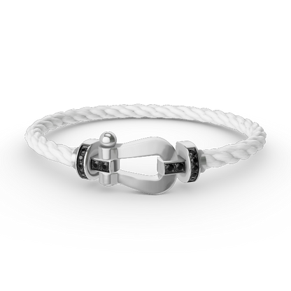 [⭐Glow]FORCE LARGE HORSESHOE BLACK DIAMOND BRACELET SILVER
