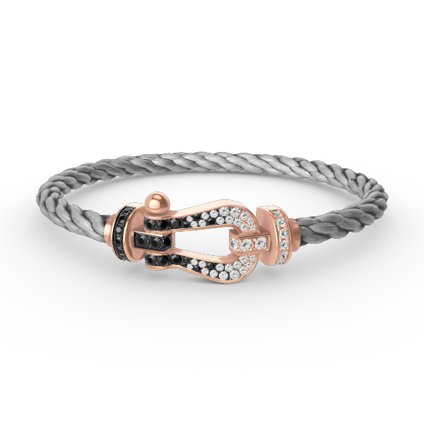 [⭐Glow]FORCE LARGE HORSESHOE BLACK WHITE DIAMOND BRACELET ROSE GOLD