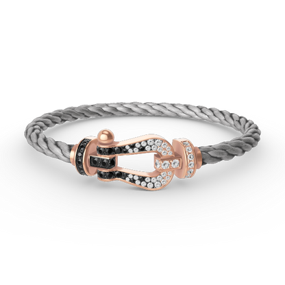 [⭐Glow]FORCE LARGE HORSESHOE BLACK WHITE DIAMOND BRACELET ROSE GOLD