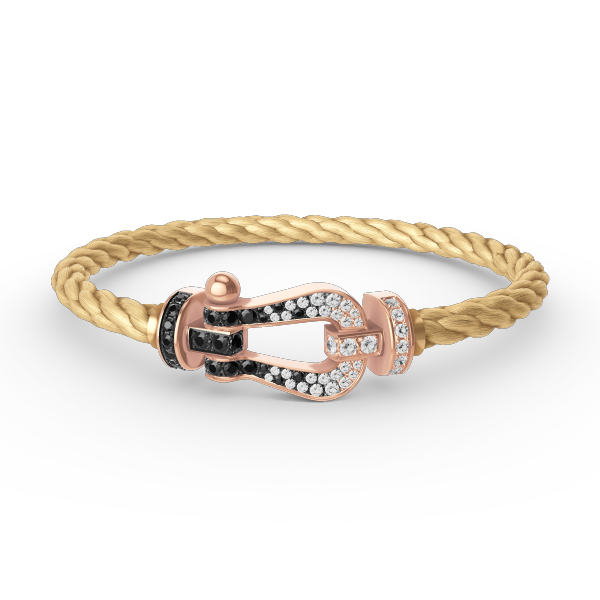 [⭐Glow]FORCE LARGE HORSESHOE BLACK WHITE DIAMOND BRACELET ROSE GOLD