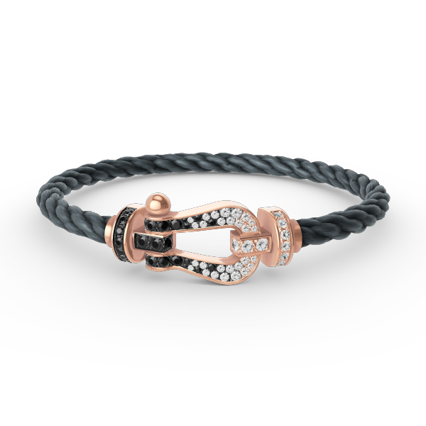 [⭐Glow]FORCE LARGE HORSESHOE BLACK WHITE DIAMOND BRACELET ROSE GOLD