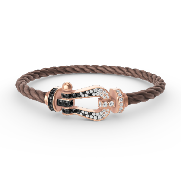 [⭐Glow]FORCE LARGE HORSESHOE BLACK WHITE DIAMOND BRACELET ROSE GOLD
