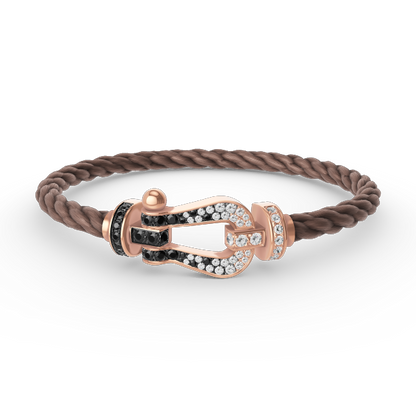 [⭐Glow]FORCE LARGE HORSESHOE BLACK WHITE DIAMOND BRACELET ROSE GOLD