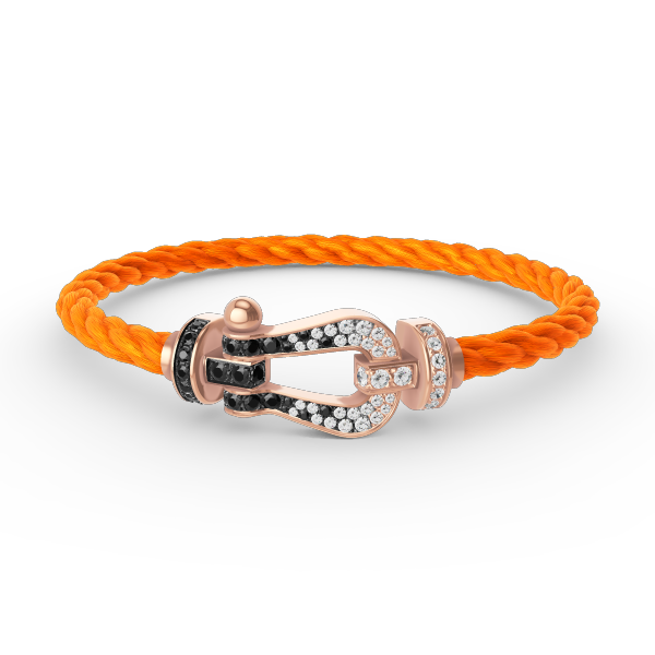 [⭐Glow]FORCE LARGE HORSESHOE BLACK WHITE DIAMOND BRACELET ROSE GOLD