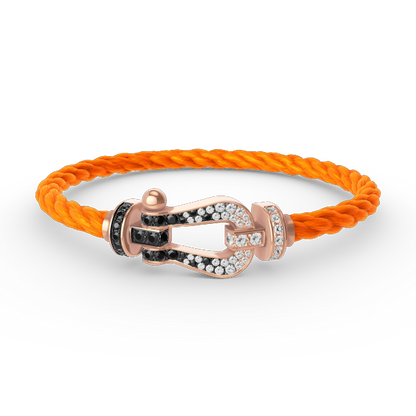 [⭐Glow]FORCE LARGE HORSESHOE BLACK WHITE DIAMOND BRACELET ROSE GOLD