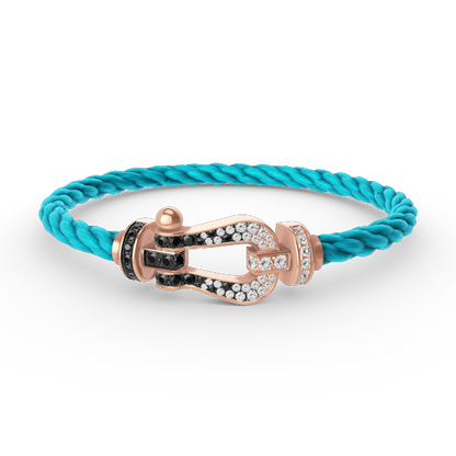 [⭐Glow]FORCE LARGE HORSESHOE BLACK WHITE DIAMOND BRACELET ROSE GOLD