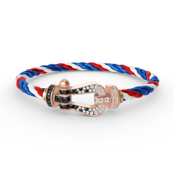 [⭐Glow]FORCE LARGE HORSESHOE BLACK WHITE DIAMOND BRACELET ROSE GOLD