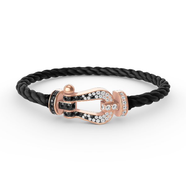 [⭐Glow]FORCE LARGE HORSESHOE BLACK WHITE DIAMOND BRACELET ROSE GOLD