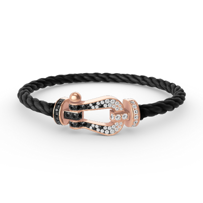 [⭐Glow]FORCE LARGE HORSESHOE BLACK WHITE DIAMOND BRACELET ROSE GOLD