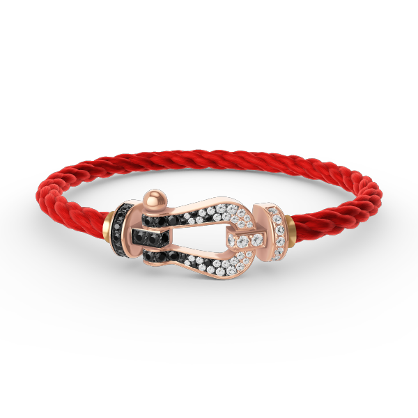 [⭐Glow]FORCE LARGE HORSESHOE BLACK WHITE DIAMOND BRACELET ROSE GOLD