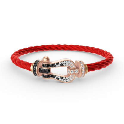 [⭐Glow]FORCE LARGE HORSESHOE BLACK WHITE DIAMOND BRACELET ROSE GOLD