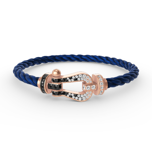 [⭐Glow]FORCE LARGE HORSESHOE BLACK WHITE DIAMOND BRACELET ROSE GOLD